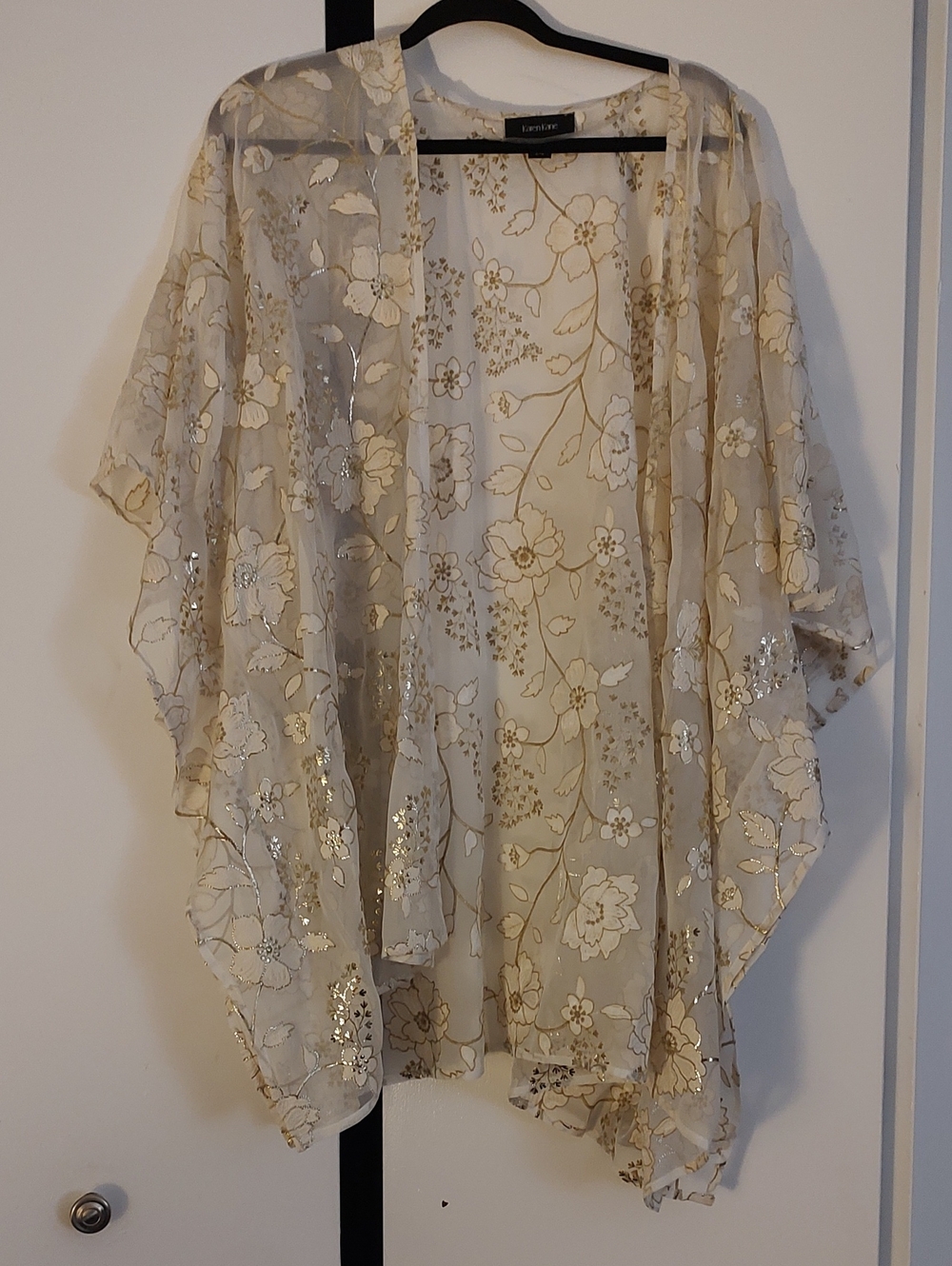 FIRST OFFER! Karen Kane Sheer Floral Kimono in Champagne and Gold